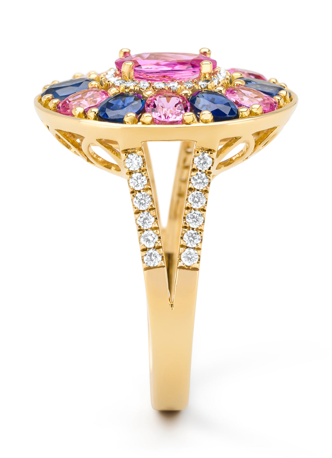 Geelgouden ring, 1.98 ct roze saffier, Gallery