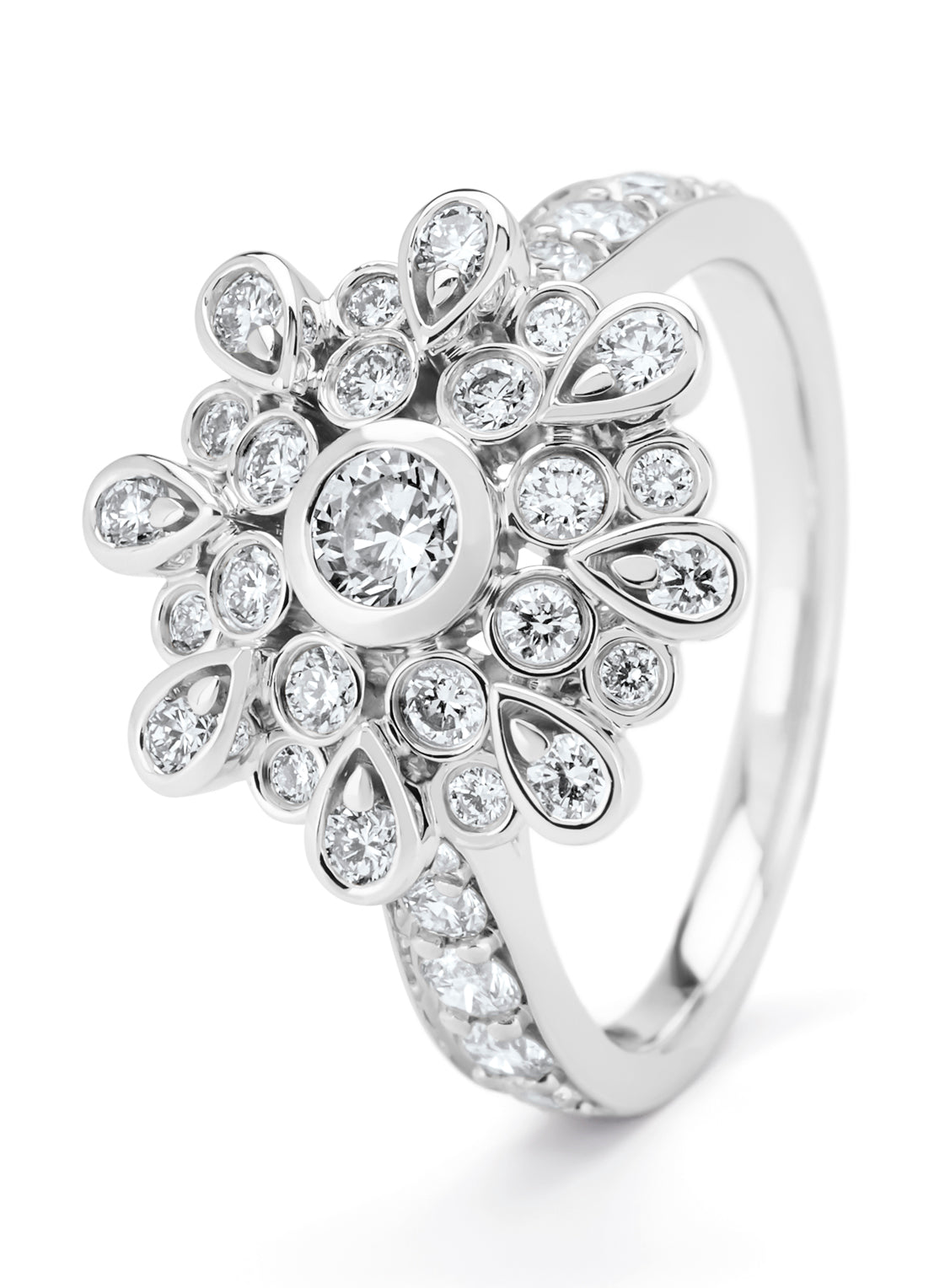 Witgouden ring, 1.20 ct diamant, Since 1904