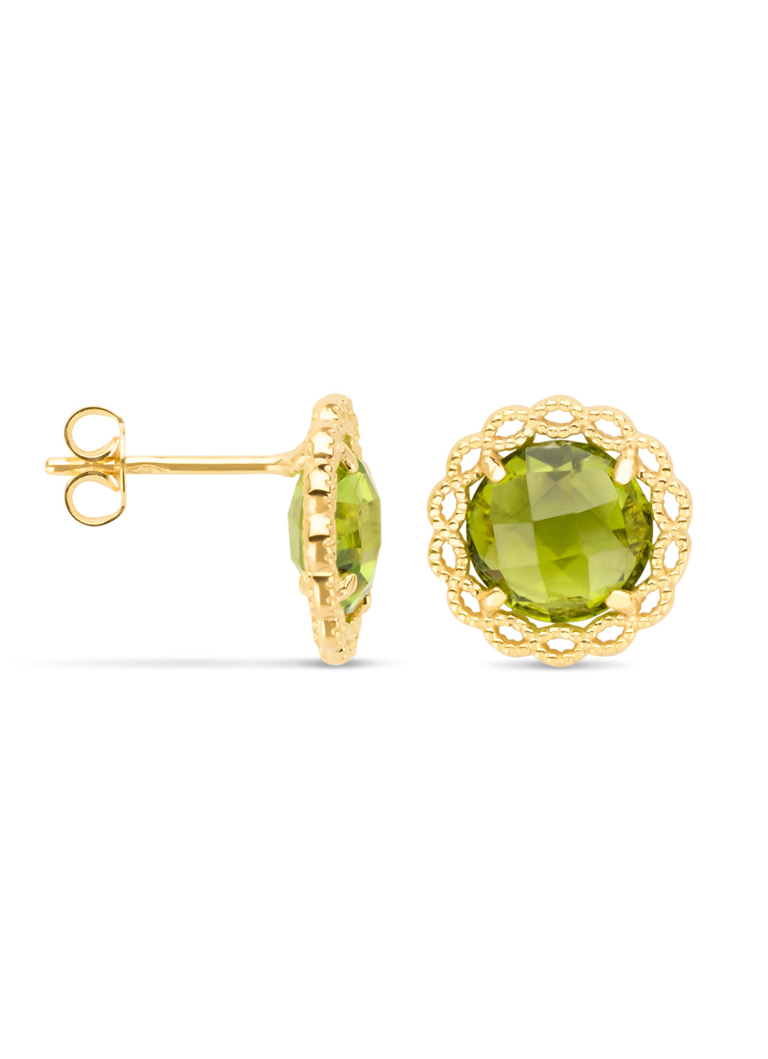 Yellow gold ear jewelry, 4.17 ct peridot, philosophy