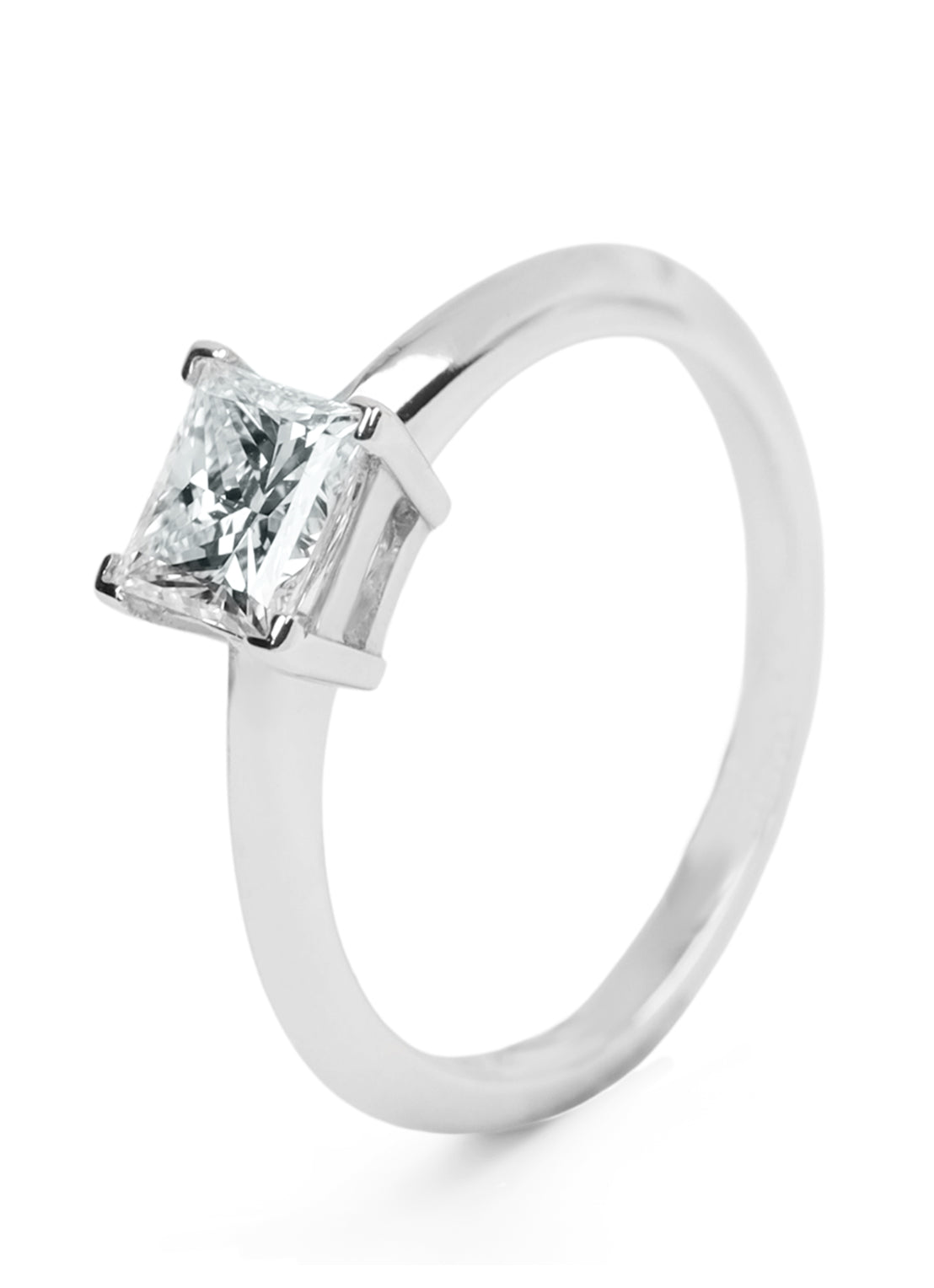 Witgouden ring, 0.90 ct diamant, Solitair