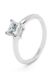 Witgouden ring, 0.90 ct diamant, Solitair