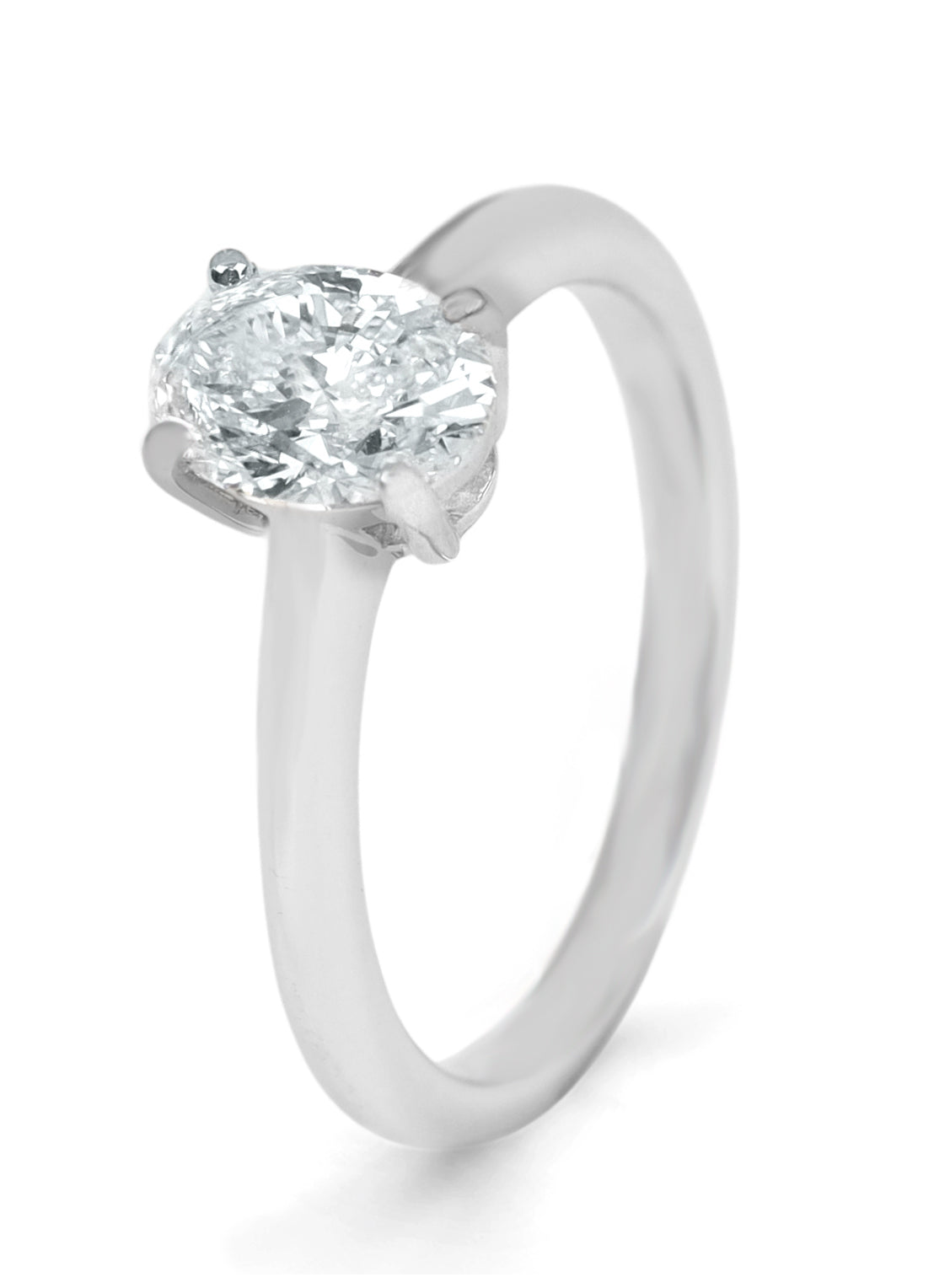 Witgouden ring, 1.01 ct diamant, Solitair