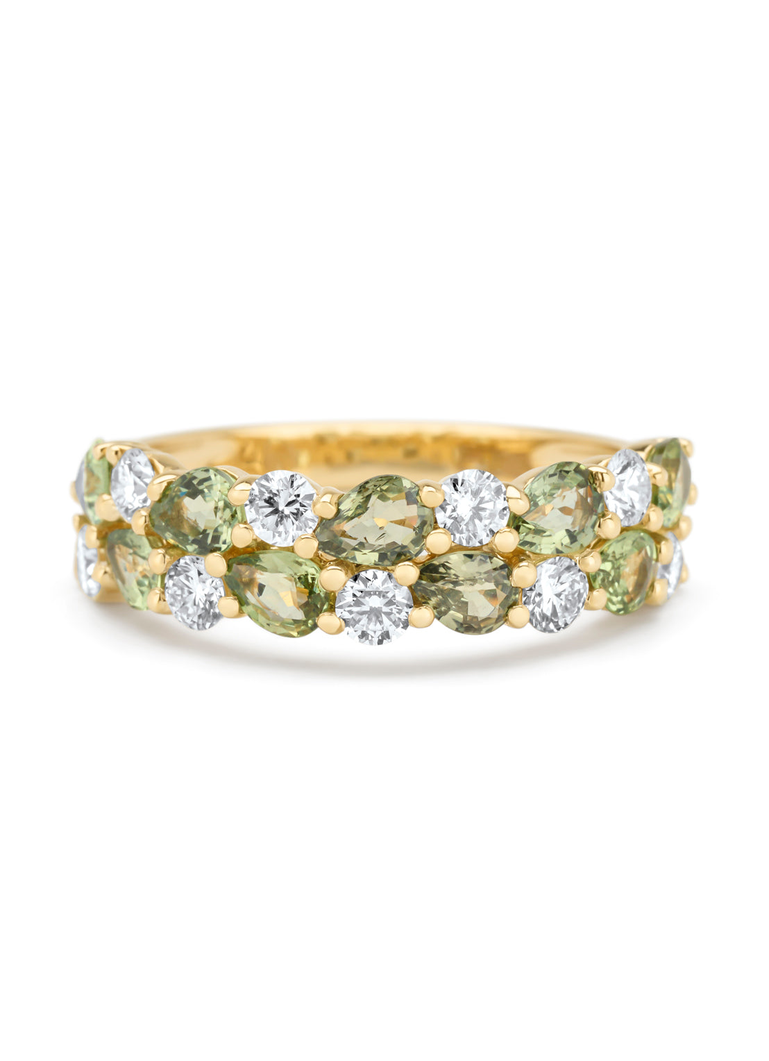 Yellow gold ring, 1.65 ct green sapphire, Eden