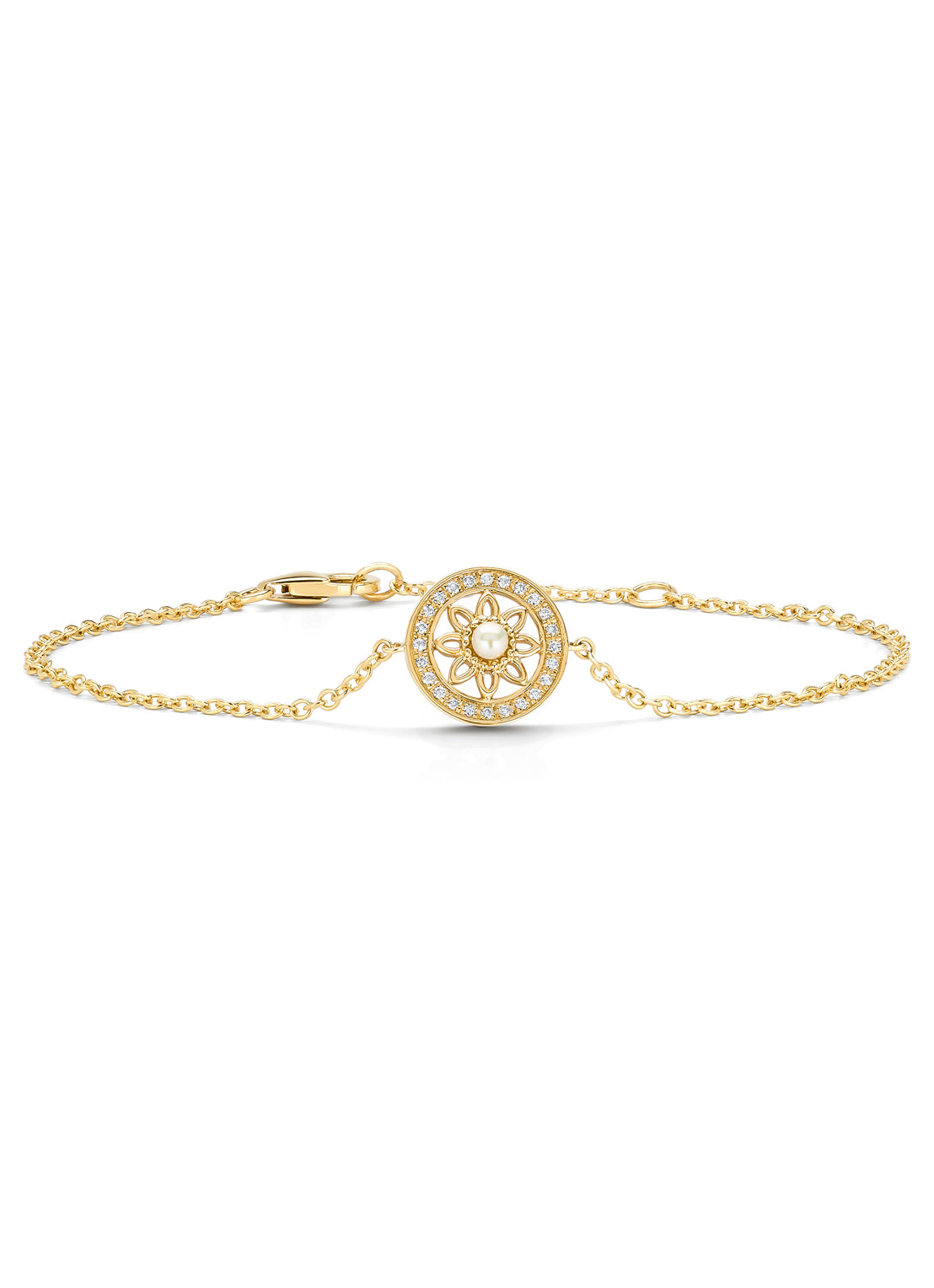 Birthstones Yellow gold bracelet pearl (June)