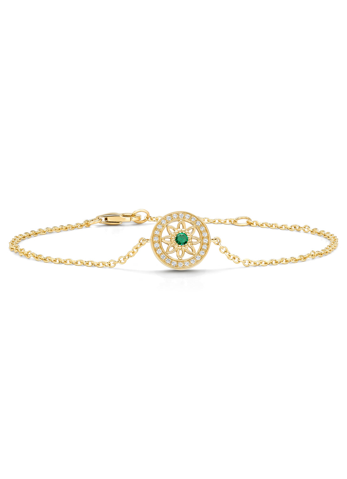 Birthstones yellow gold bracelet emerald (May)