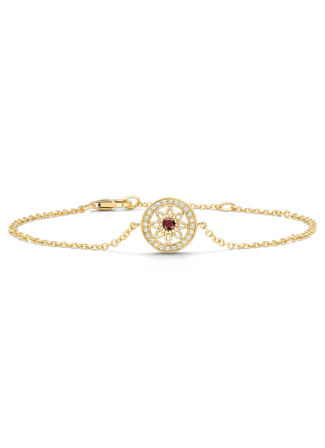 Birthstones Yellow gold bracelet grenade (January)