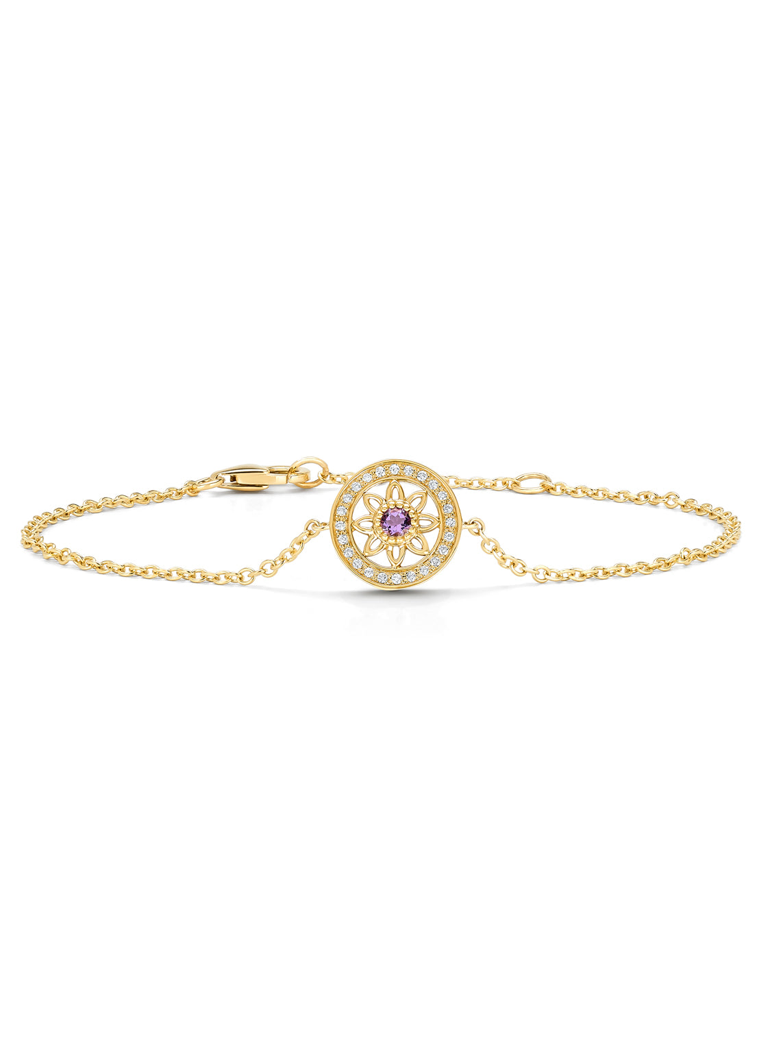Birthstones yellow gold bracelet purple amethyst (February)