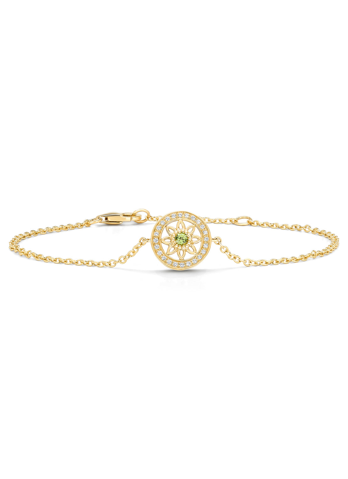 Birthstones yellow gold bracelet peridot (August)