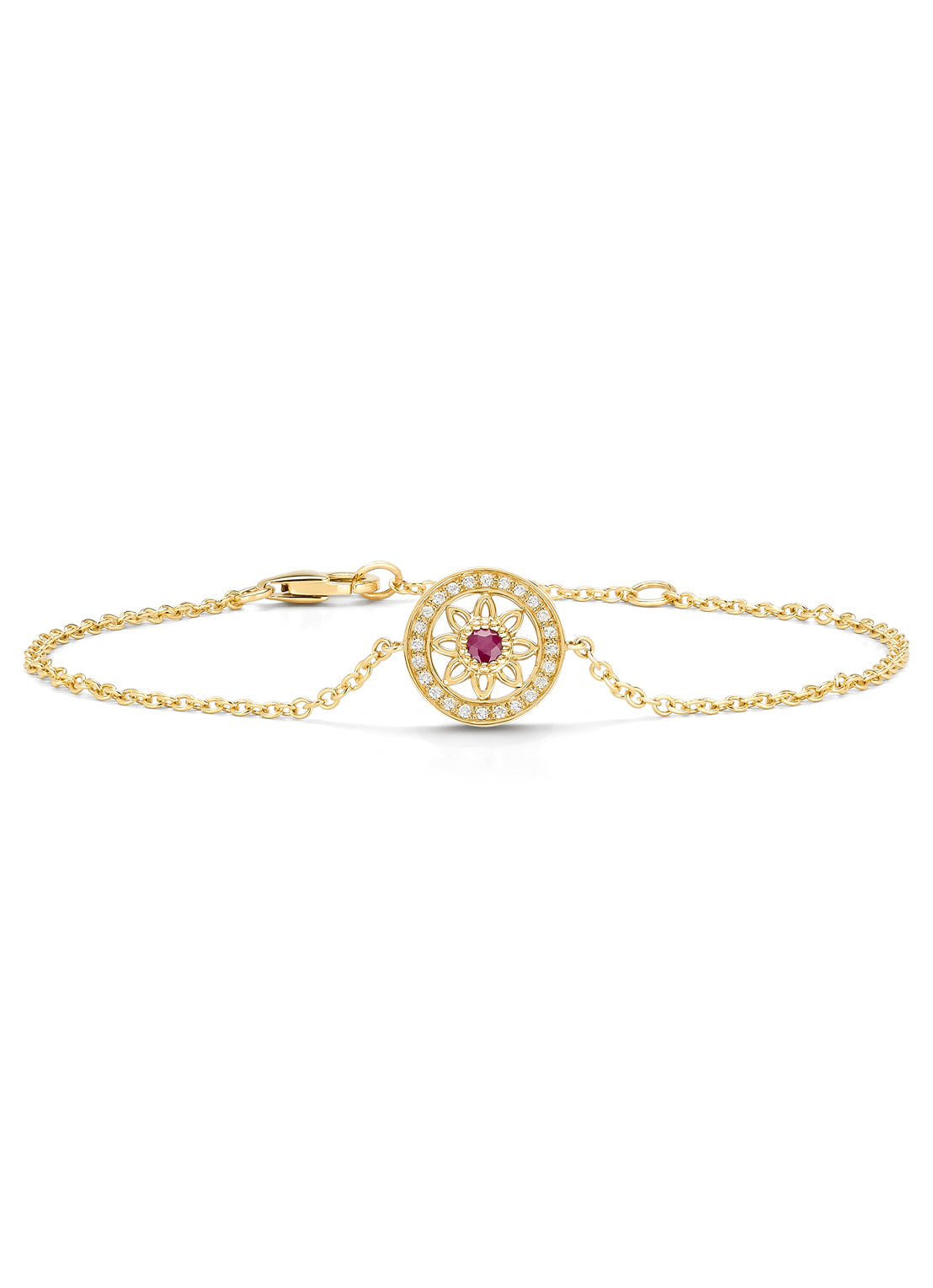 Birthstones geelgouden armband robijn (Juli)