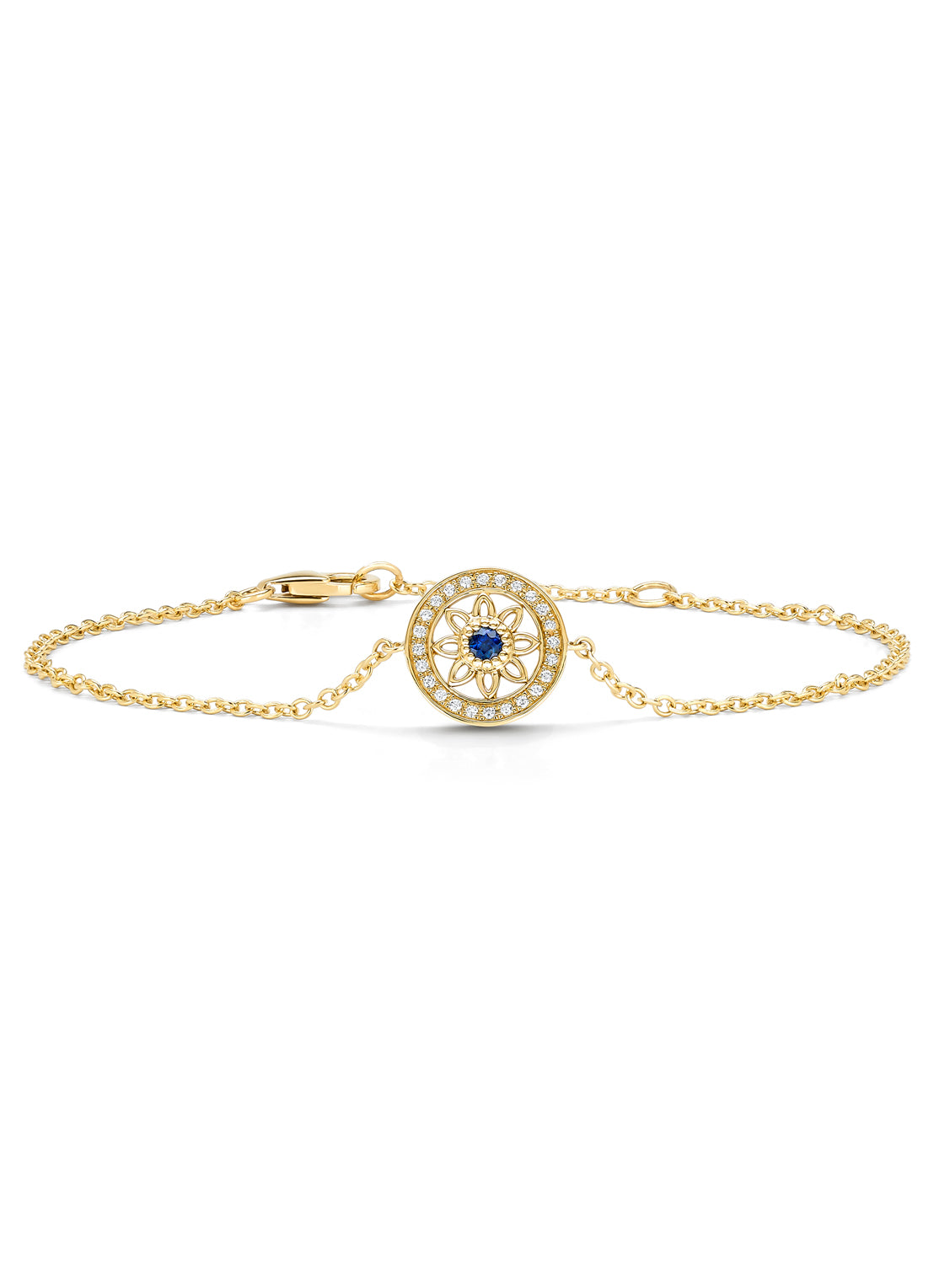 Birthstones geelgouden armband blauwe saffier (September)