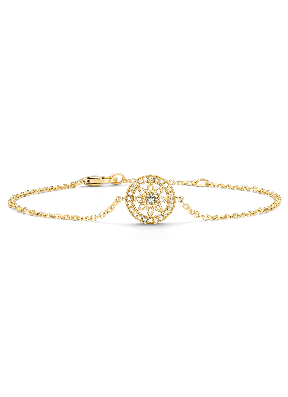 Geelgouden armband, 0.06 ct aquamarijn, Birthstones