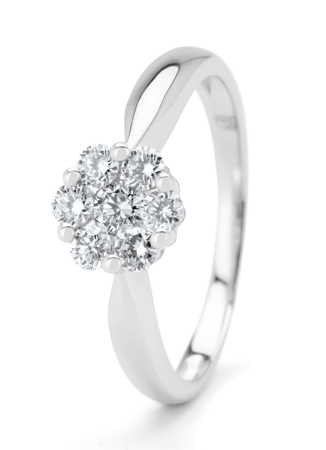 Witgouden ring, 0.49 ct diamant, Caviar