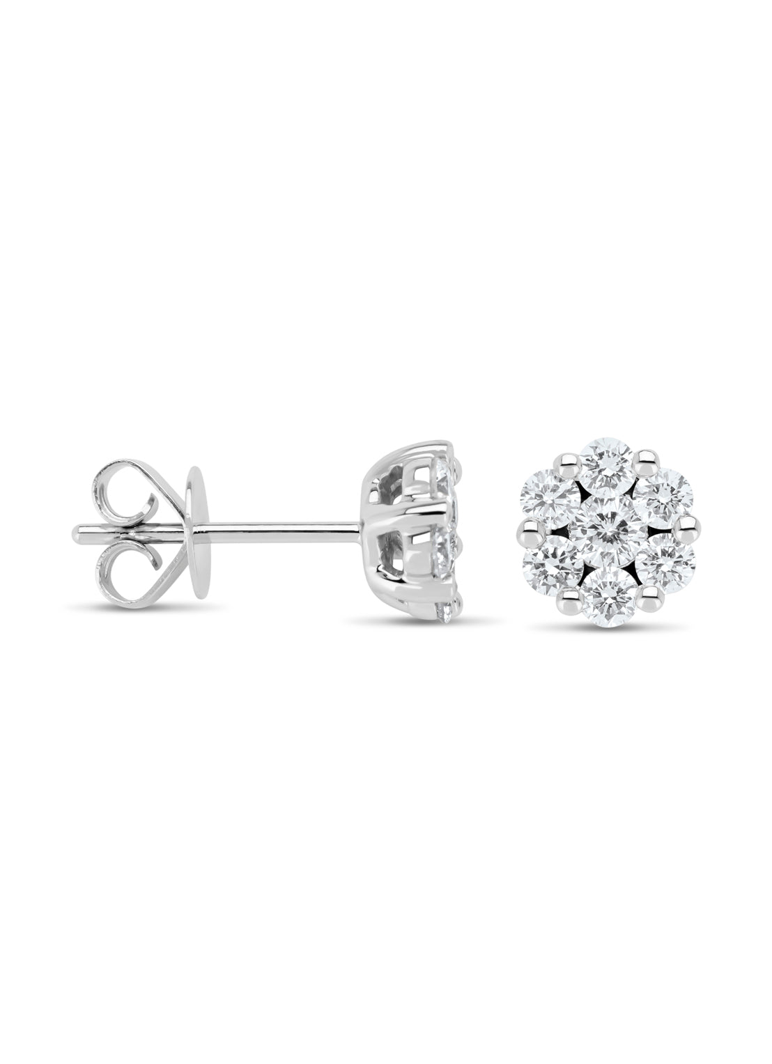 White gold ear jewelry, 0.94 CT Diamond, Caviar