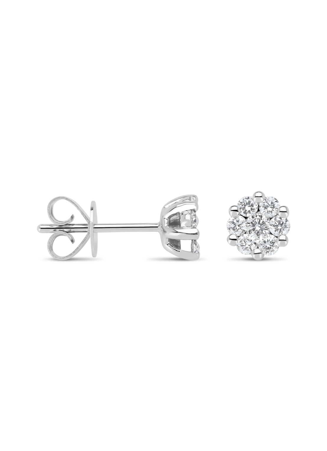 White gold ear jewelry, 0.52 ct diamond, caviar