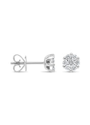 White gold ear jewelry, 0.52 ct diamond, caviar