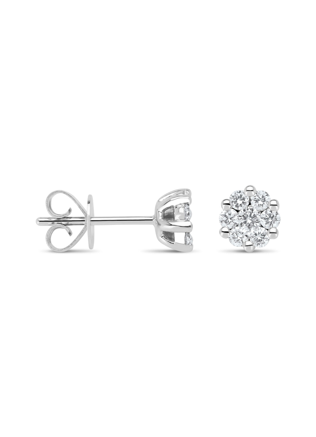 White gold ear jewelry, 0.52 ct diamond, caviar