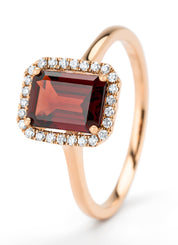 Roségouden ring, 1.59 ct granaat, Fiësta