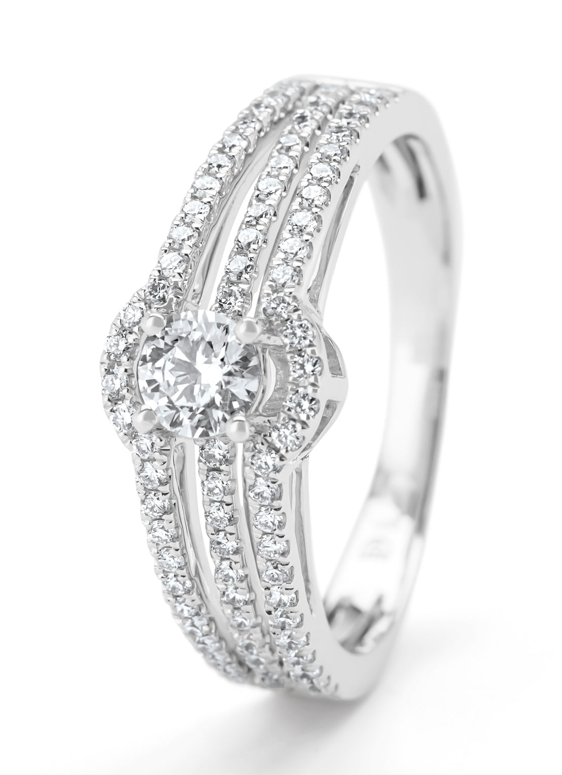 White gold ring, 0.61 CT Diamant, Hearts & Arrows