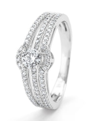 White gold ring, 0.61 CT Diamant, Hearts & Arrows