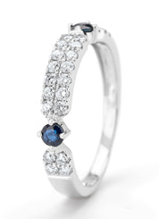 Witgouden ring, 0.24 ct blauwe saffier, Majestic