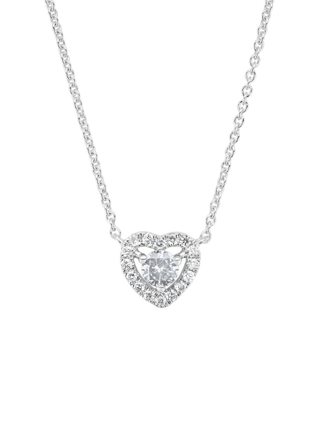 Witgouden collier, 0.18 ct diamant, Petite Romance