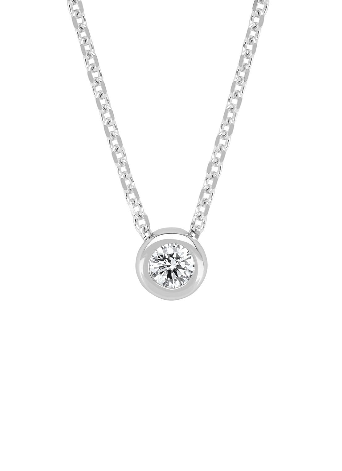 Witgouden collier, 0.14 ct diamant, Solitair