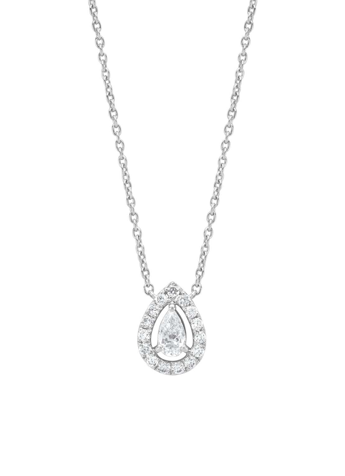 Witgouden collier, 0.24 ct diamant, Petite Romance