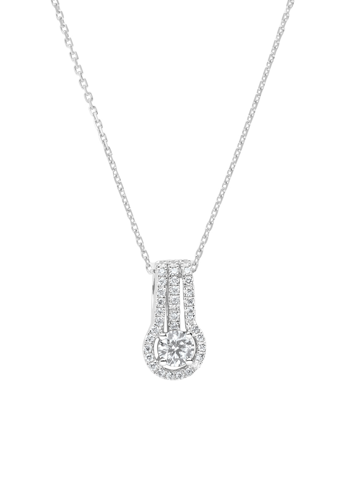 White gold pendant, 0.41 CT Diamant, Hearts & Arrows