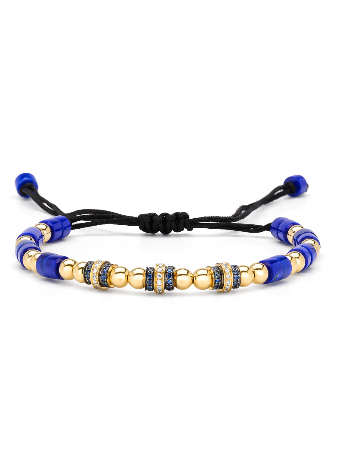 Yellow gold bracelet, 12.60 ct lapis, ensemble