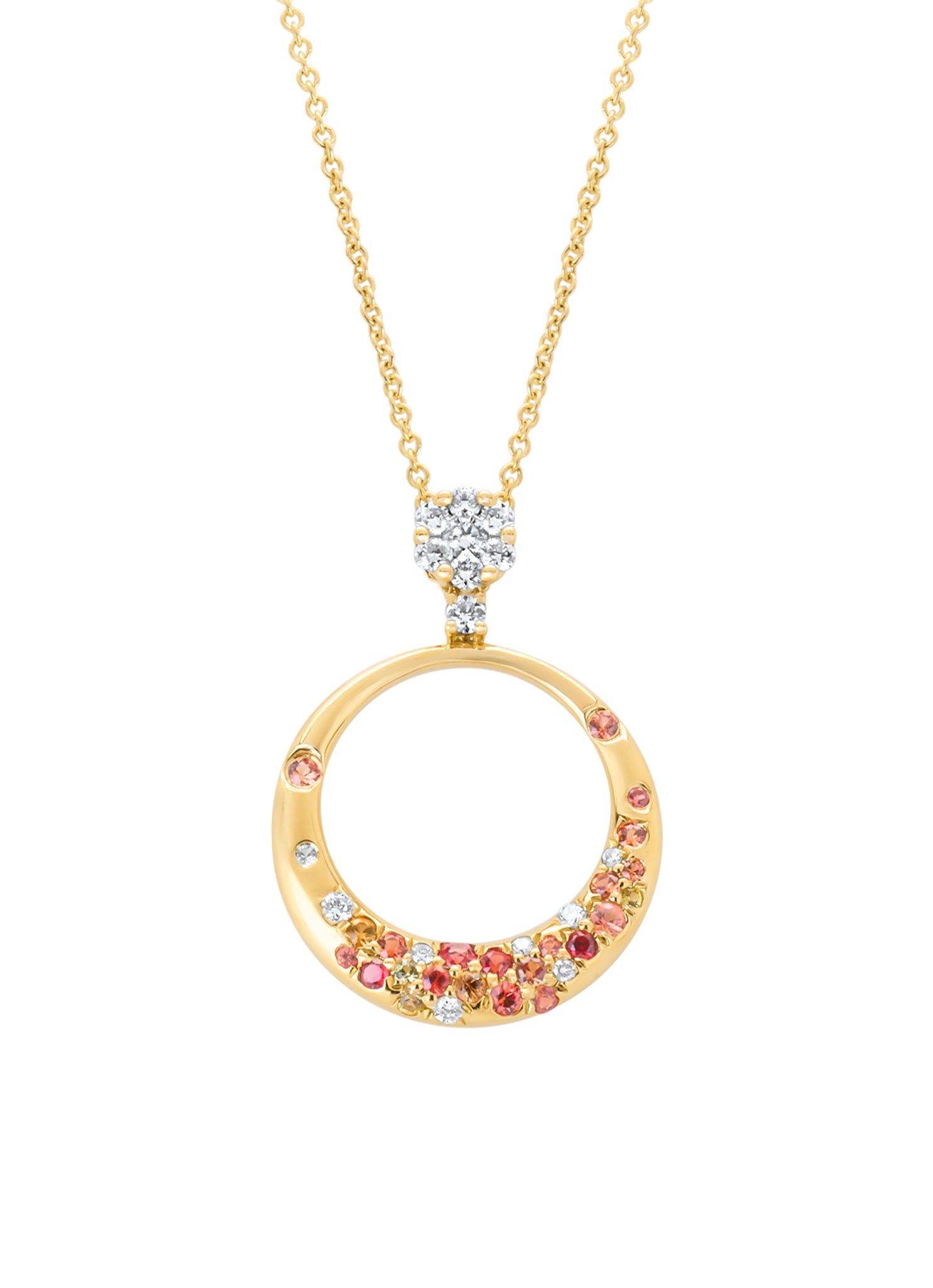 Geelgouden collier, 0.42 ct oranje saffier ( bew, Eden