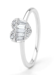 White gold ring, 0.29 ct diamond, gallery