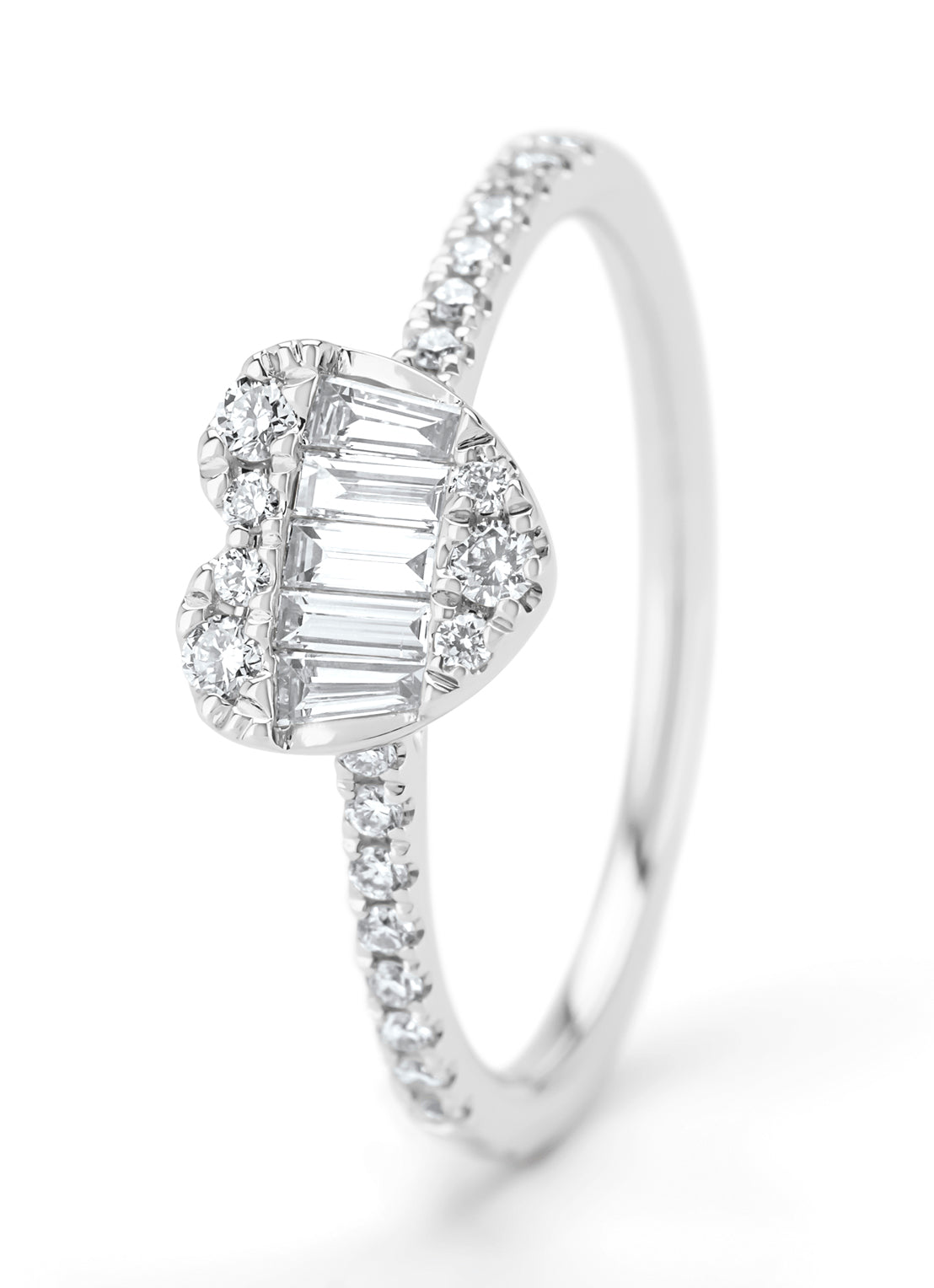 White gold ring, 0.39 ct diamond, gallery