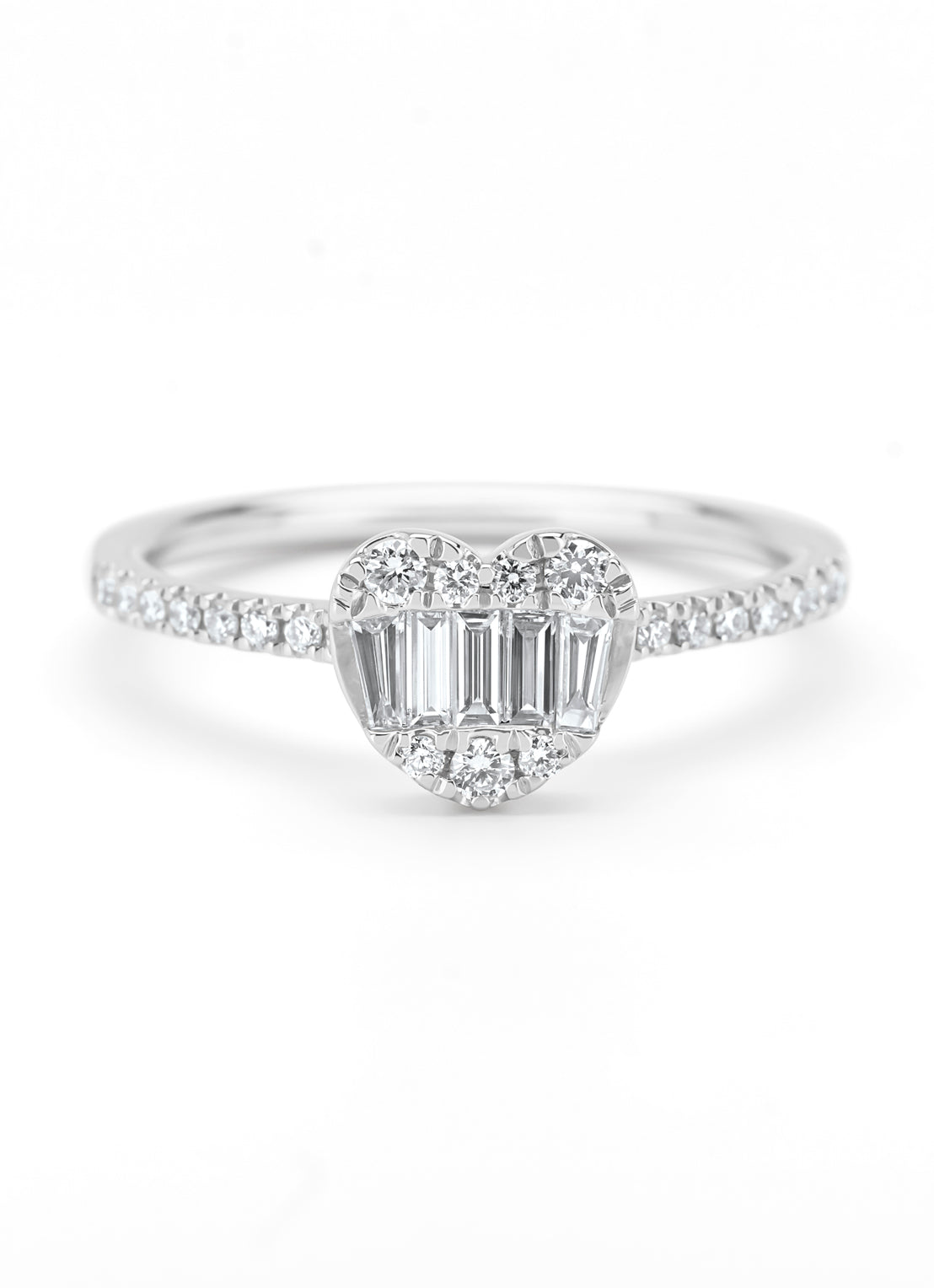 White gold ring, 0.39 ct diamond, gallery