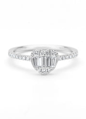 White gold ring, 0.39 ct diamond, gallery