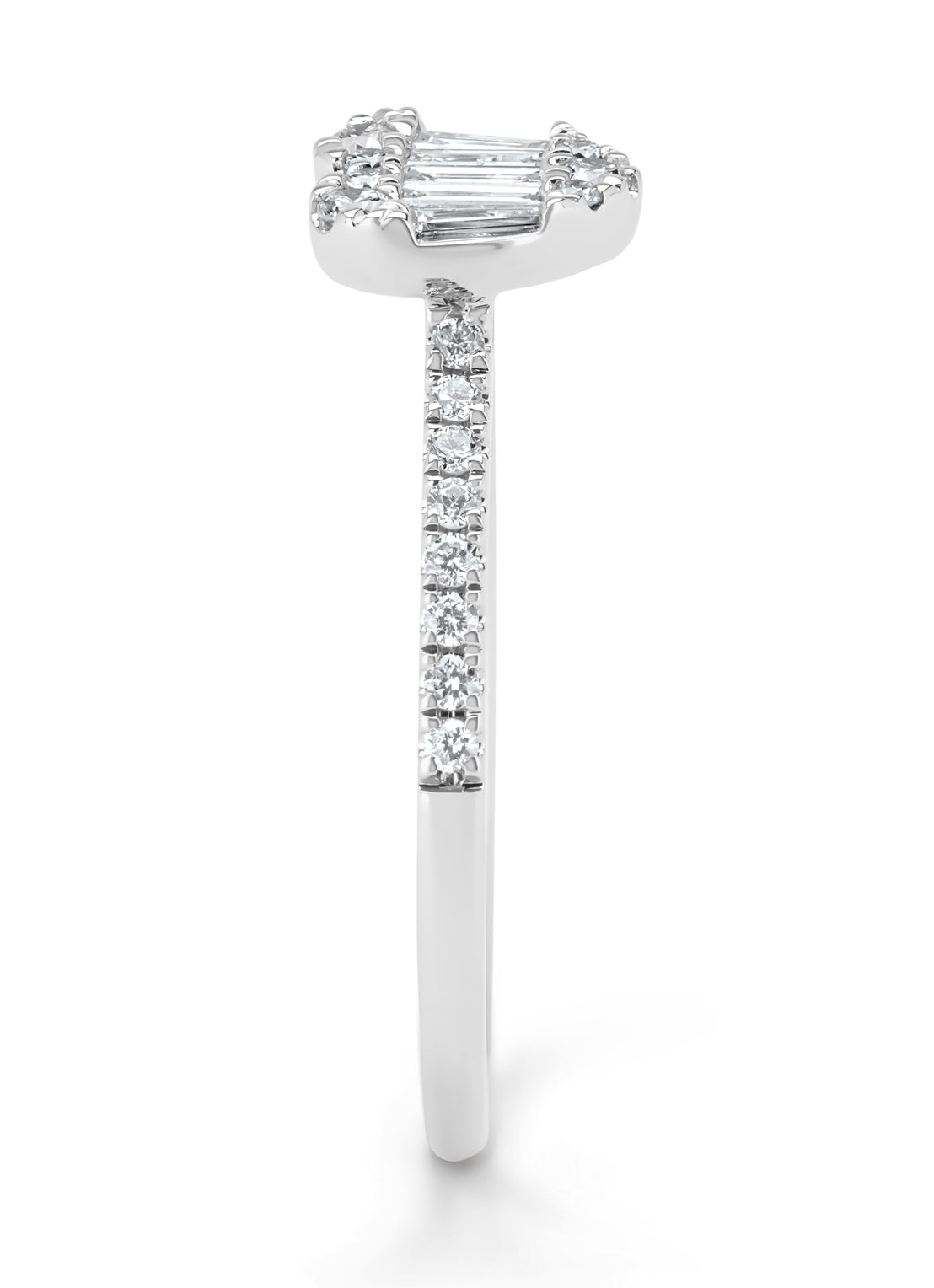 White gold ring, 0.39 ct diamond, gallery