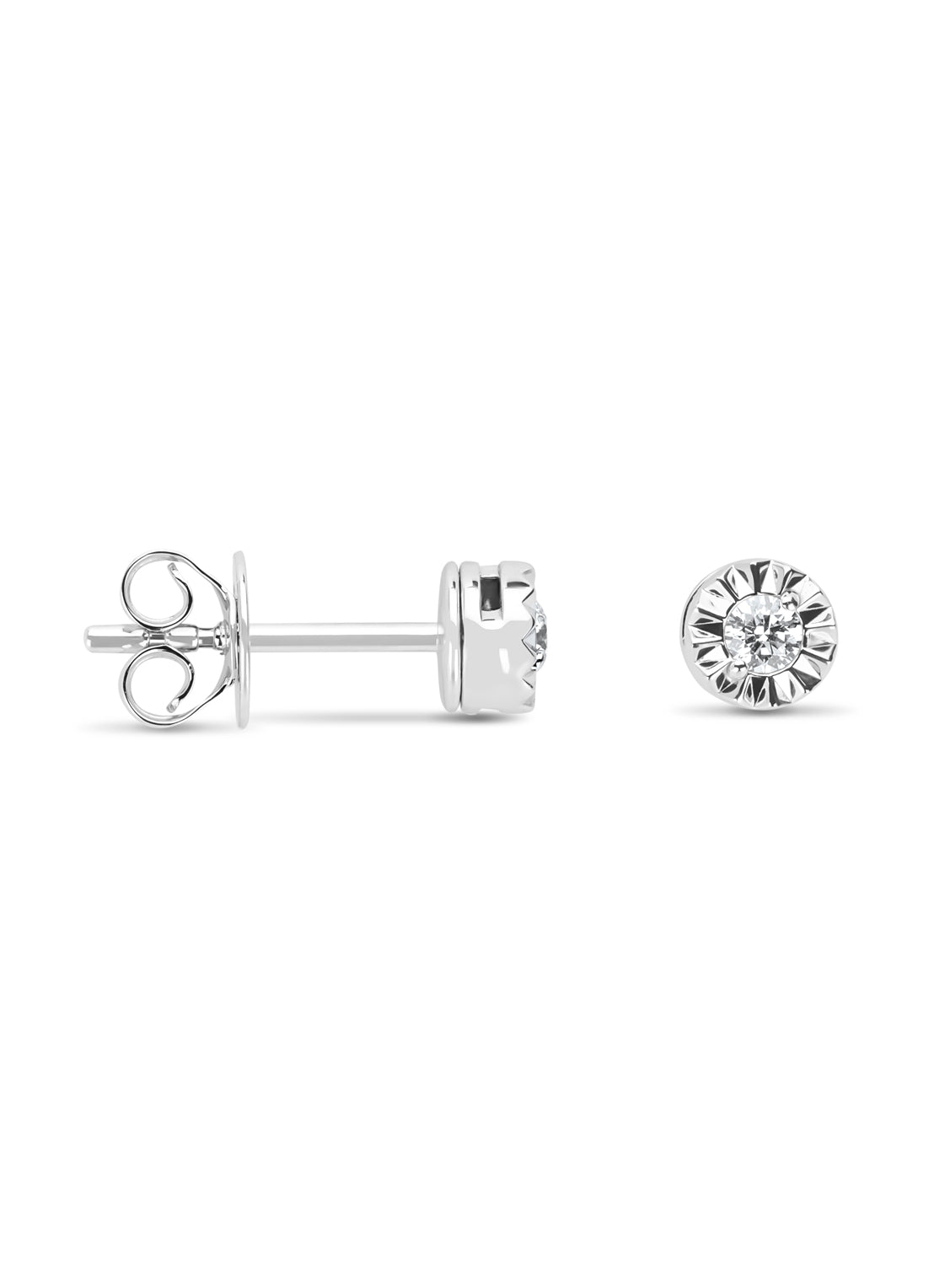 White gold earrings, 0.10 ct diamond, Solitaire