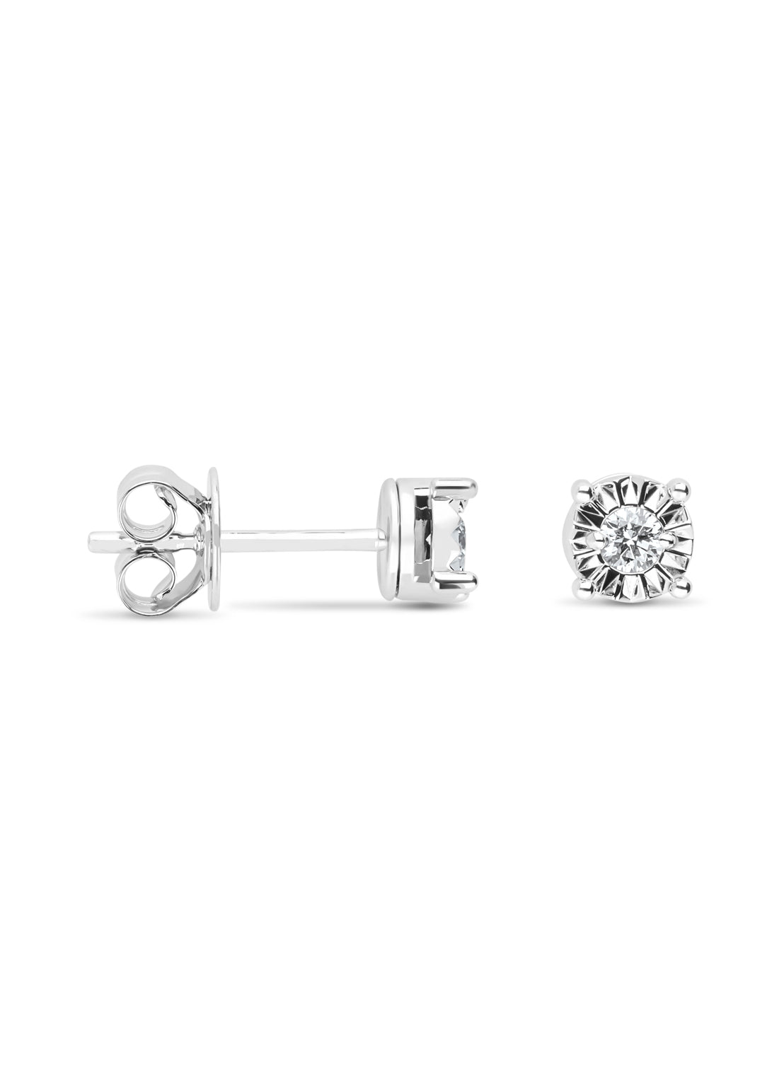 White gold earrings, 0.10 ct diamond, Solitaire
