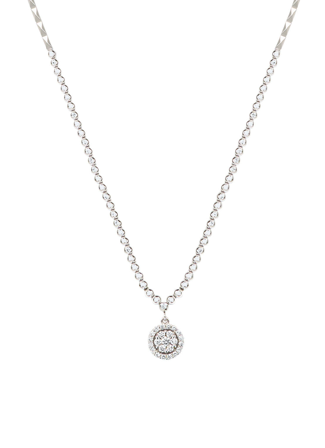 Witgouden collier, 0.68 ct diamant, Caviar