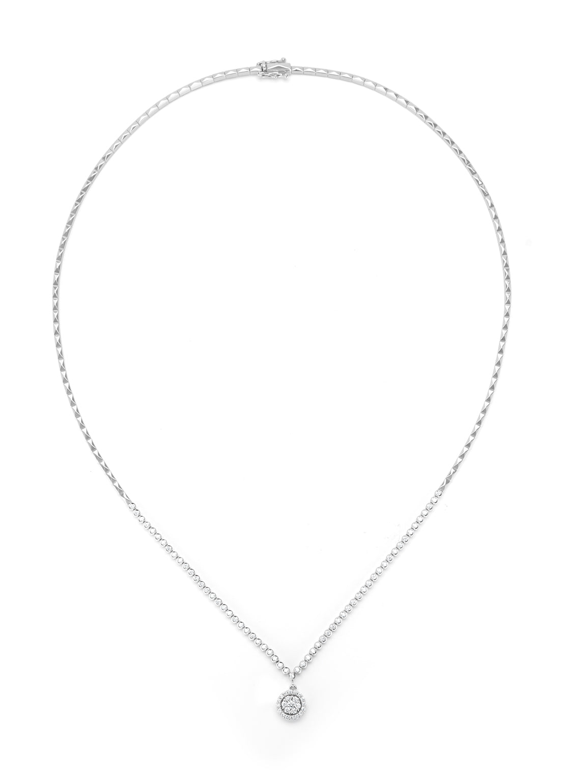 Witgouden collier, 0.68 ct diamant, Caviar