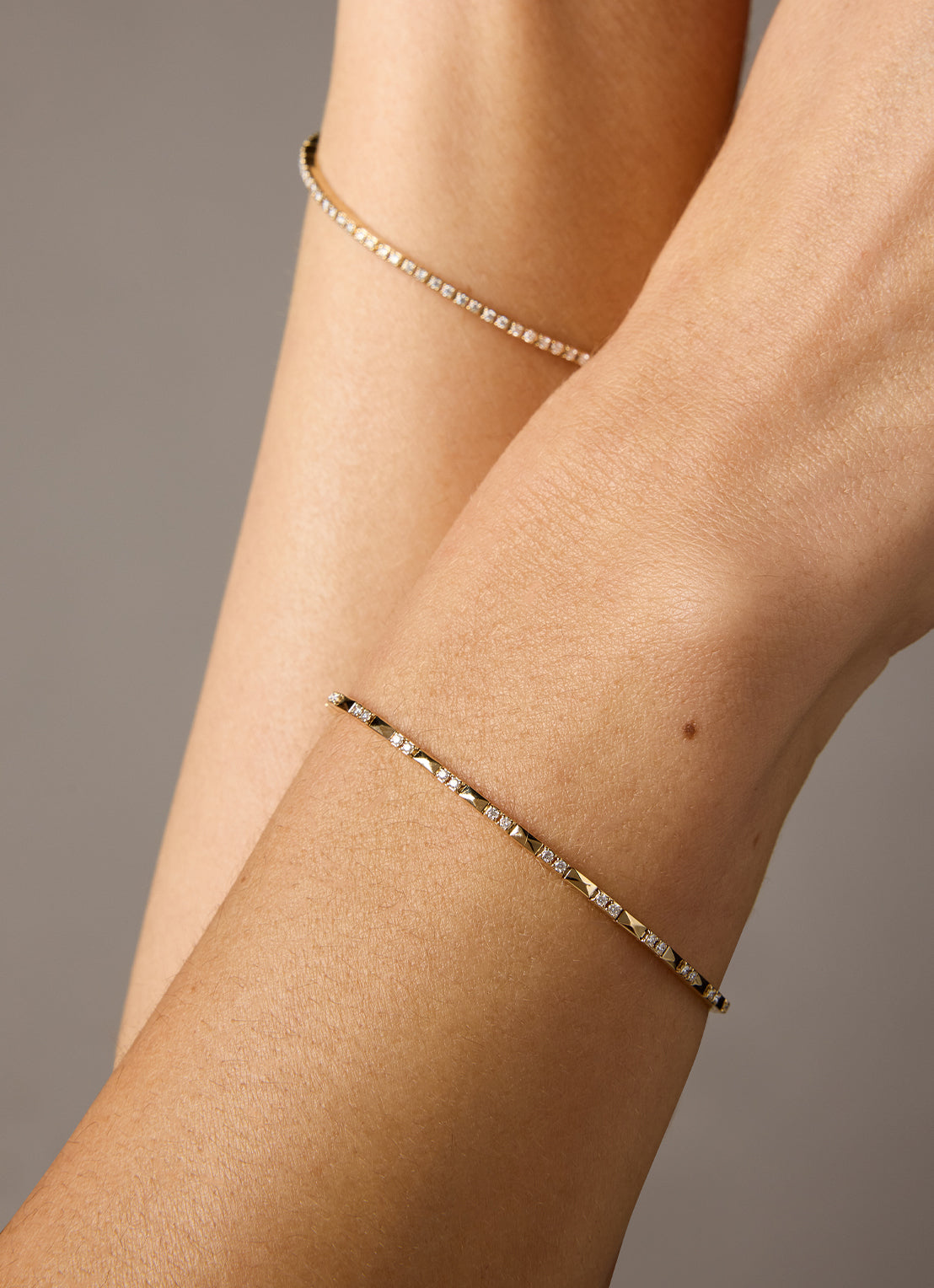 Geelgouden armband, 0.32 ct diamant, Ensemble