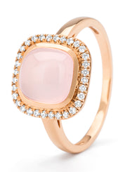 Roségouden ring, 2.36 ct rozenkwarts, Little Drops