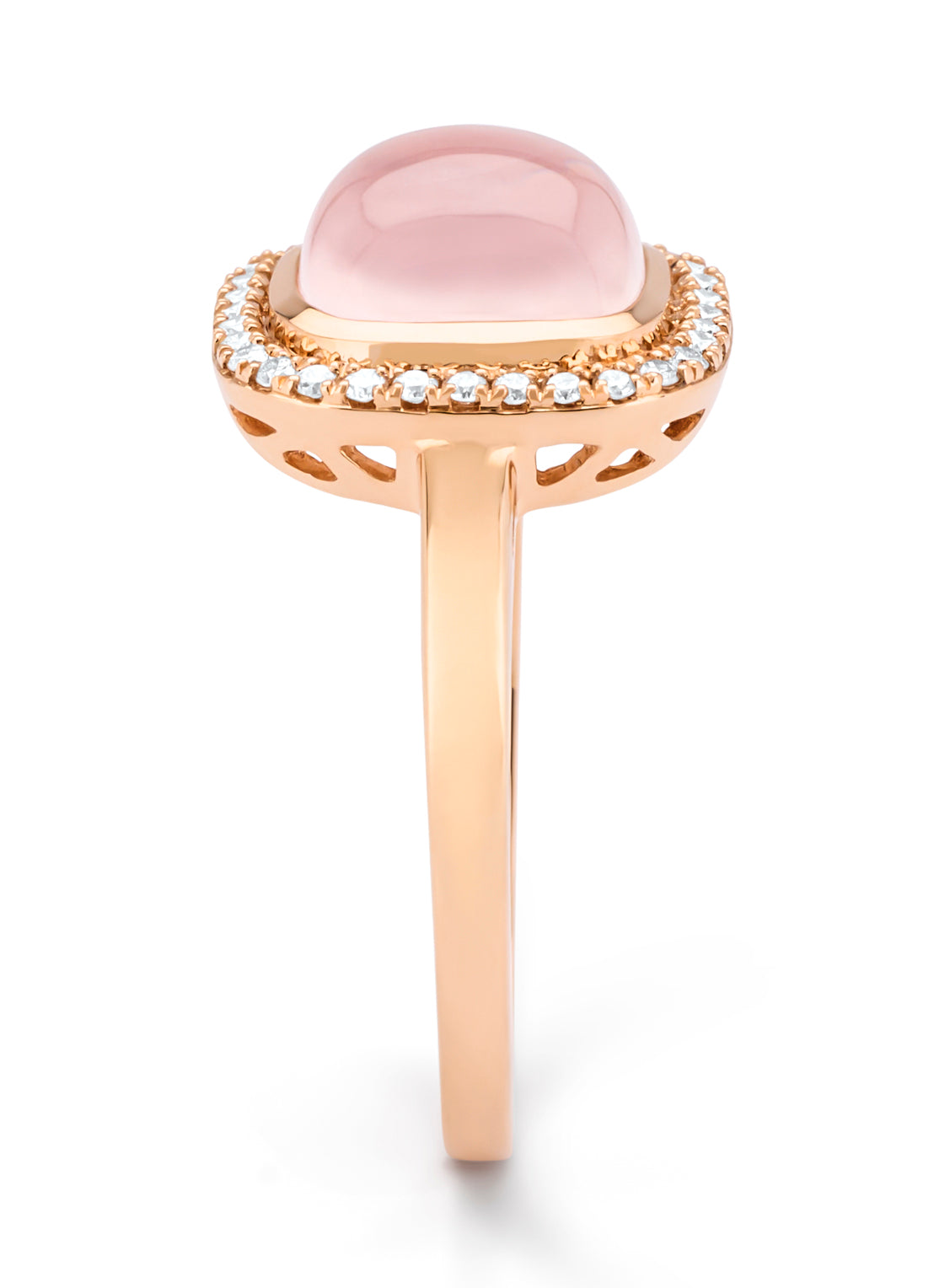 Roségouden ring, 2.36 ct rozenkwarts, Little Drops