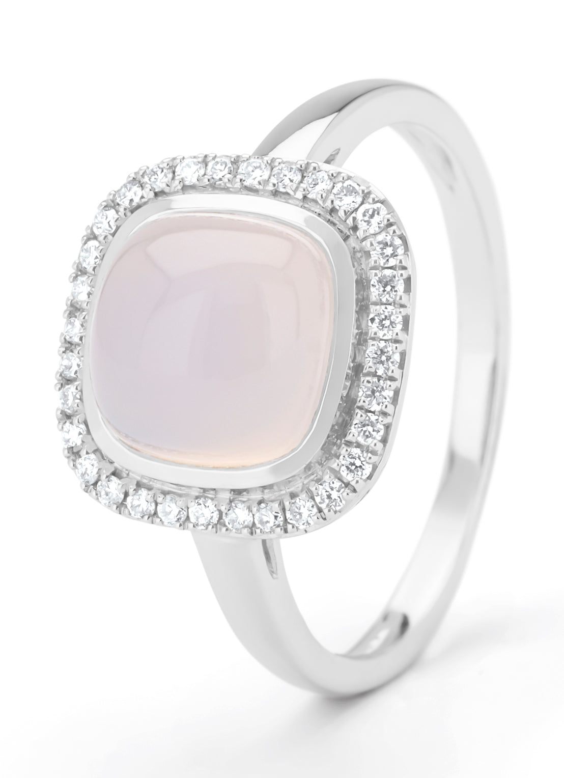 White gold ring, 2.45 ct blue Chalcedone, Little Drops