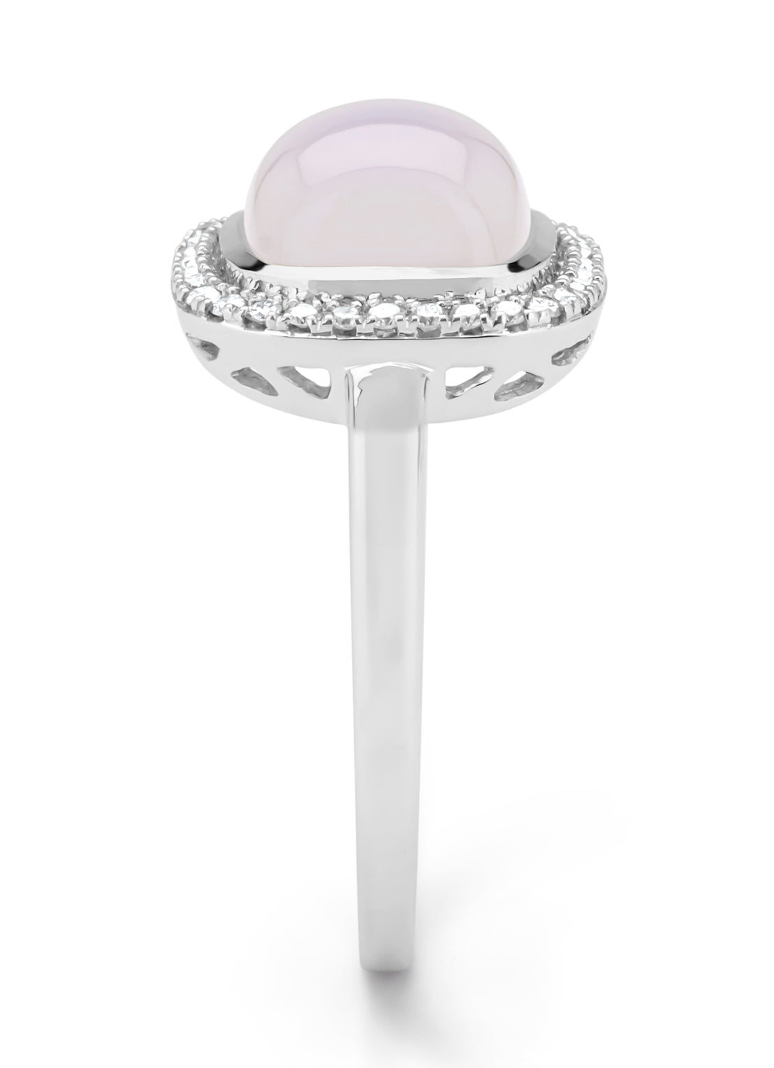 Witgouden ring, 2.45 ct blauwe chalcedoon, Little Drops