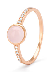 Roségouden Ring, 0.91 CT Rose Quartz, Little Drops