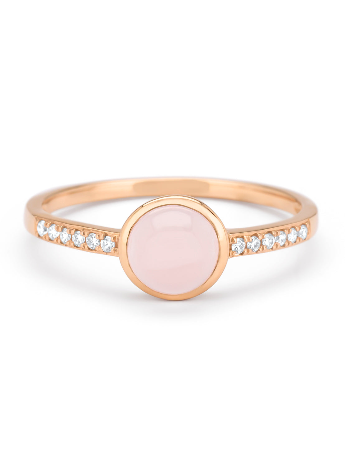 Roségouden ring, 0.91 ct rozenkwarts, Little Drops