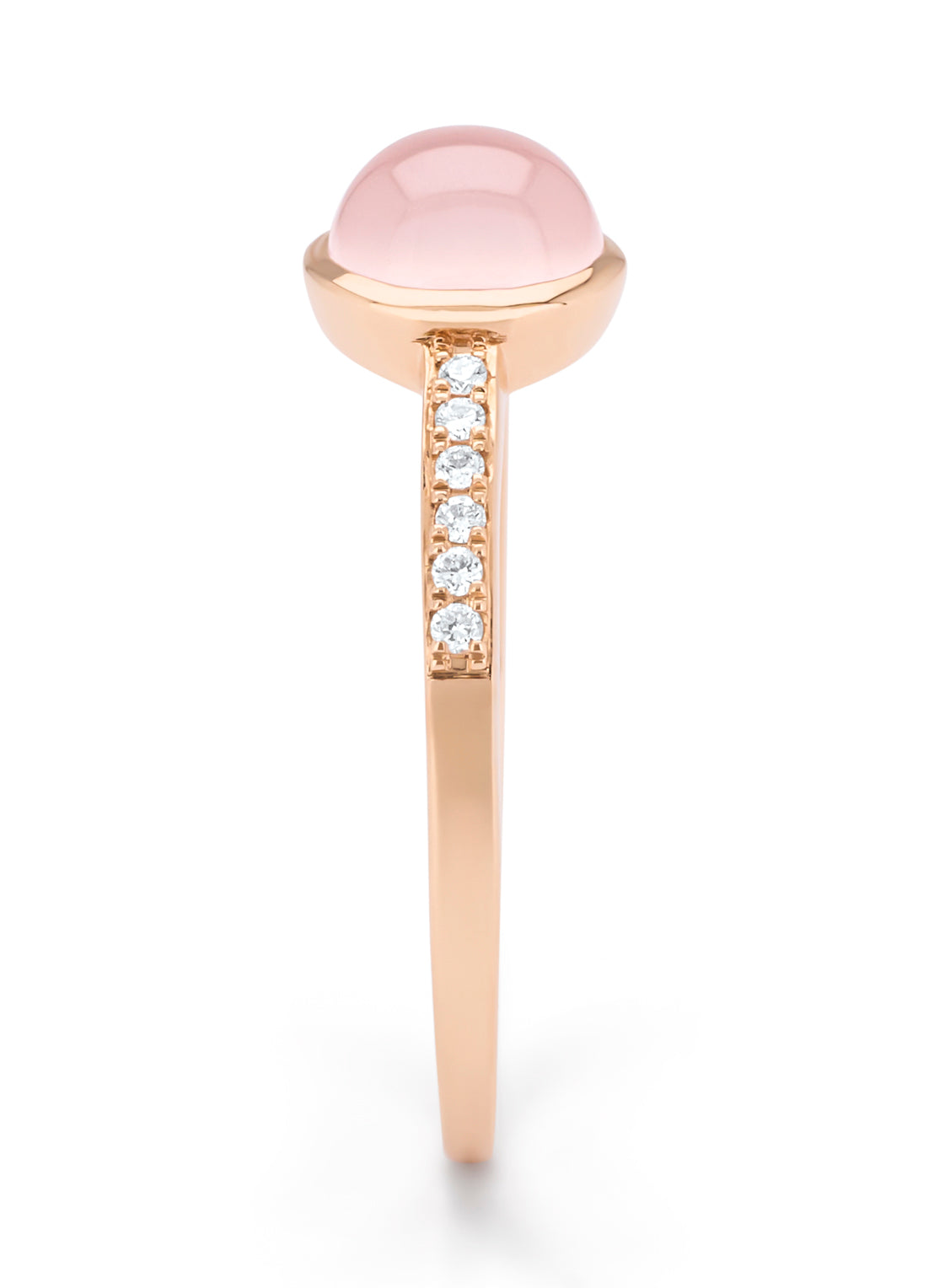 Roségouden ring, 0.91 ct rozenkwarts, Little Drops