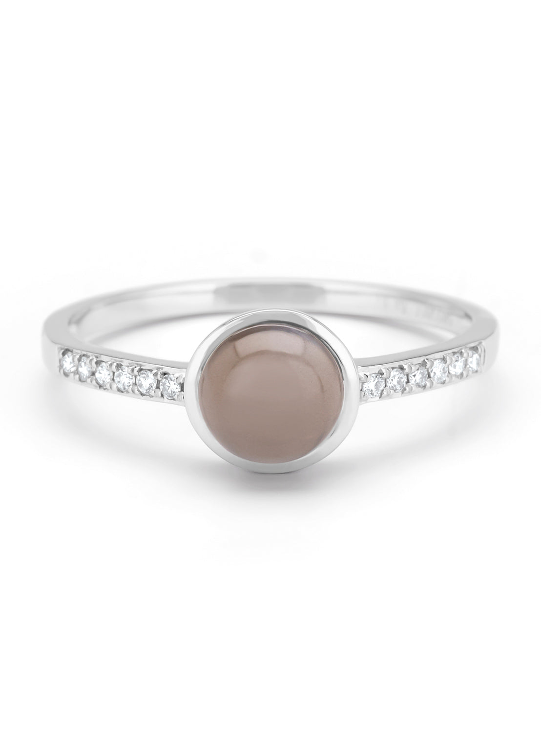 Witgouden ring, 0.96 ct maansteen, Little Drops