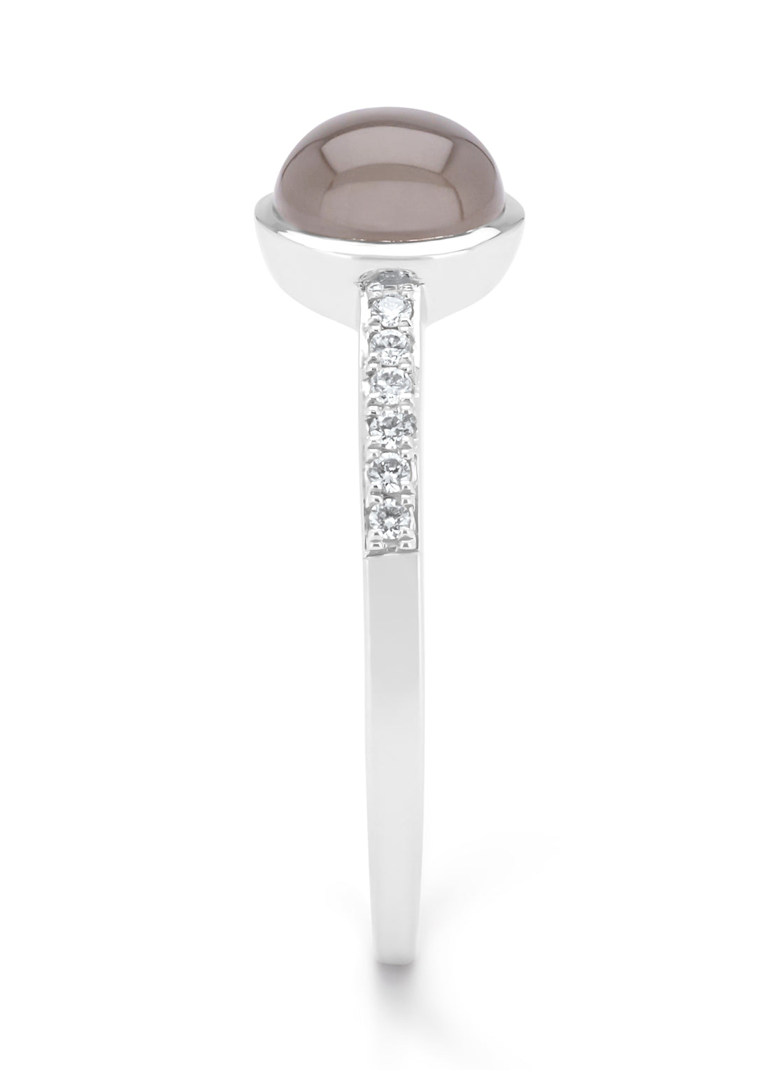 Witgouden ring, 0.96 ct maansteen, Little Drops