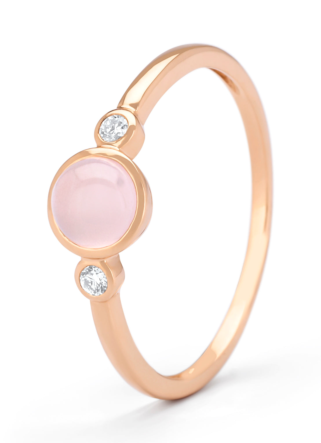 Roségouden Ring, 0.54 CT Rose Quartz, Little Drops